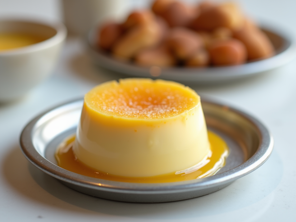Creamy yellow custard in a bowl