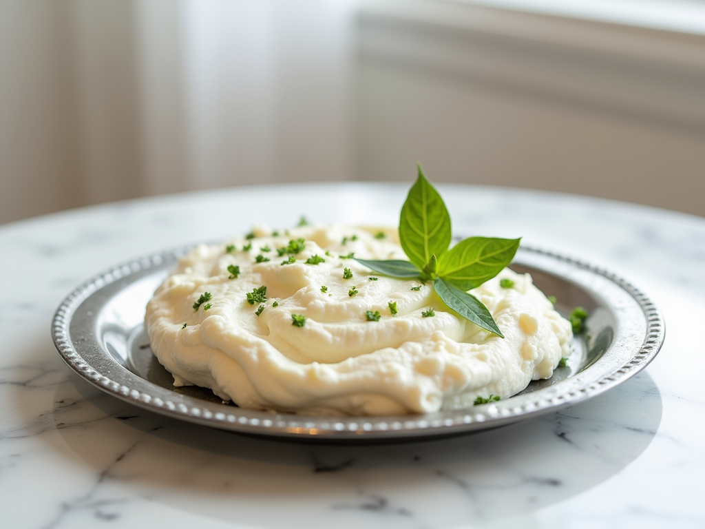 Fresh ricotta cheese in a bowl